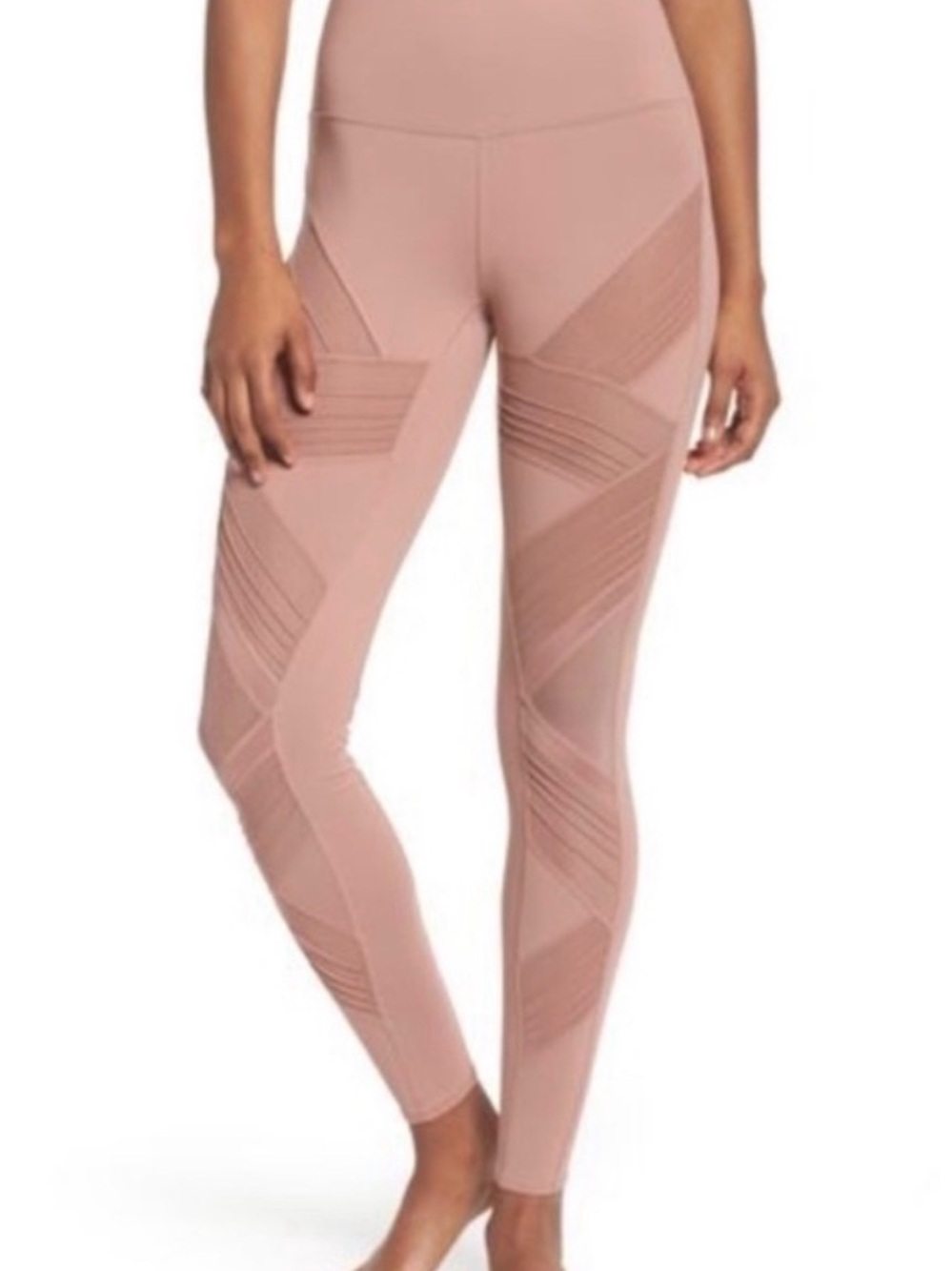 ALO Yoga Mesh Panel High-Rise Leggings - Blush Pink SZ M